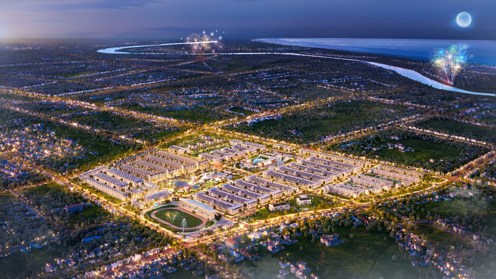 Phối cảnh đêm toàn khu Royal An Nam Living