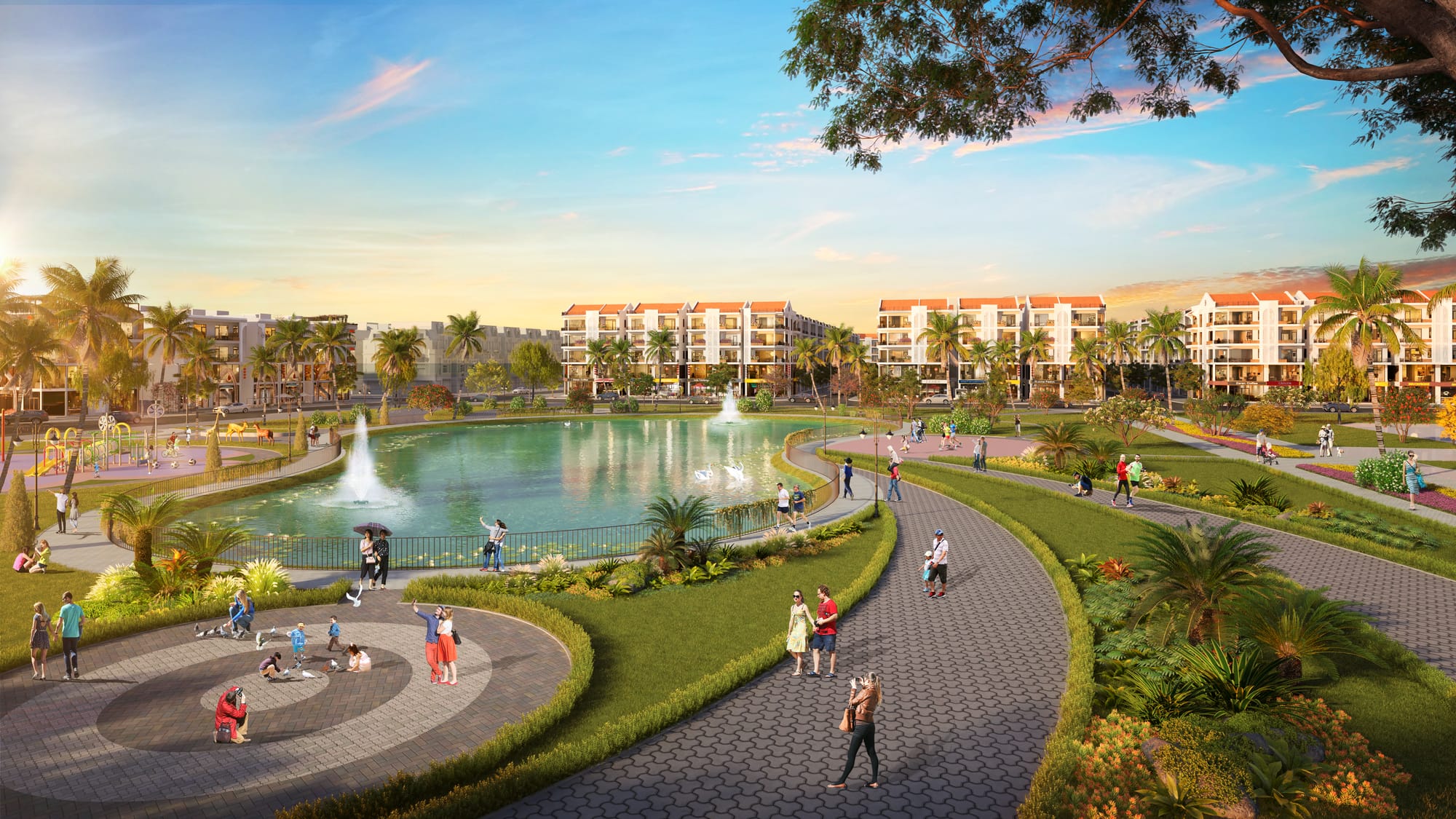 Chi tiết công viên và mặt nước tại Royal An Nam Living